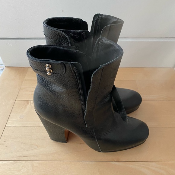 🗽 Rachel Comey Black Leather Platform Ankle Boots - Picture 4 of 6